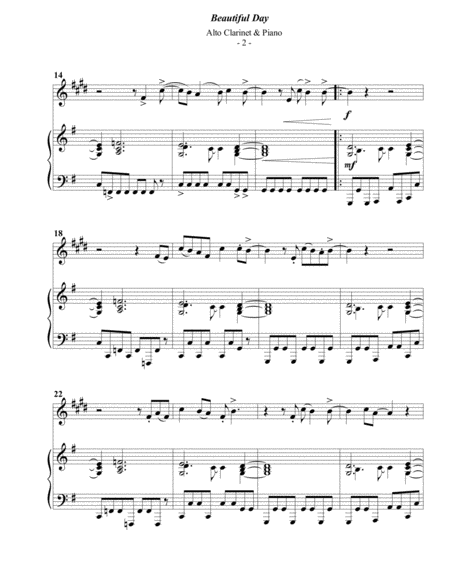 U2 Beautiful Day For Alto Clarinet Piano Page 2