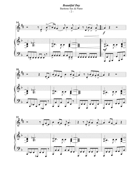 U2 Beautiful Day For Baritone Sax Piano Page 2