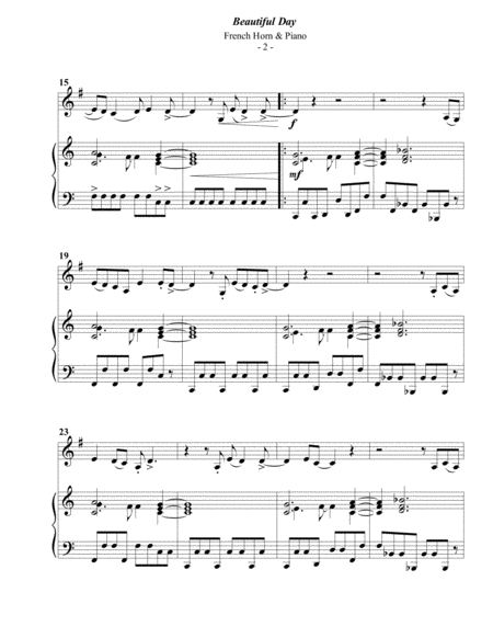 U2 Beautiful Day For French Horn Piano Page 2