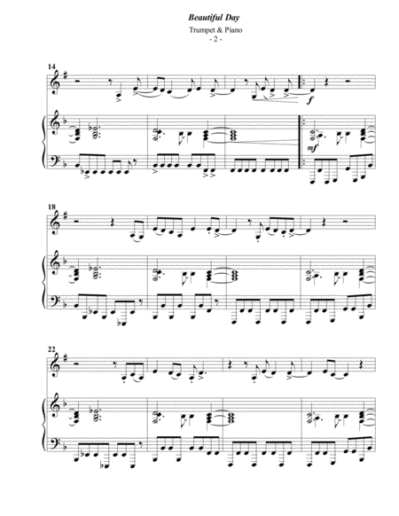 U2 Beautiful Day For Trumpet Piano Page 2