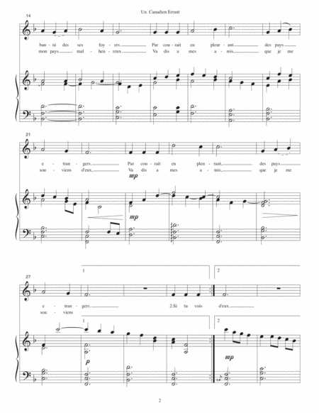 Un Canadien Errant French Canadian Traditional Folksong Page 2