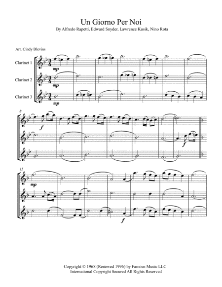 Un Giorno Per Noi For Clarinet Trio Page 2