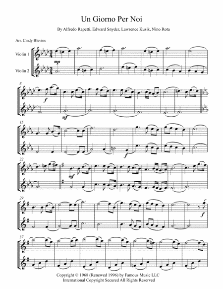 Un Giorno Per Noi For Violin Duet Page 2