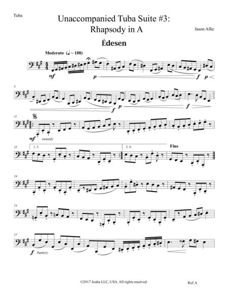 Unaccompanied Tuba Suite 3 Rhapsody In A Page 2