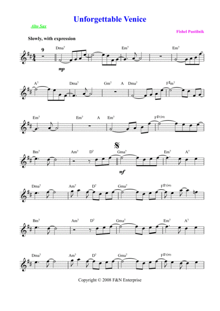 Unforgattable Venice For Alto Sax From Cd Sax Voyage Video Page 2