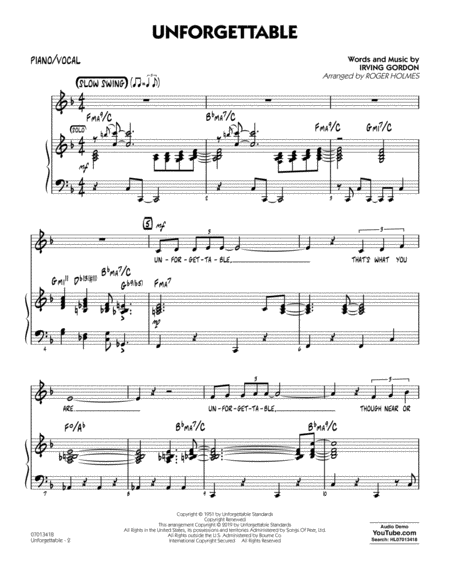 Unforgettable Arr Roger Holmes Piano Vocal Page 2