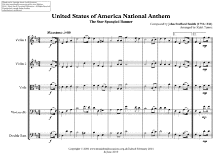 United States Of America National Anthem For String Orchestra Page 2