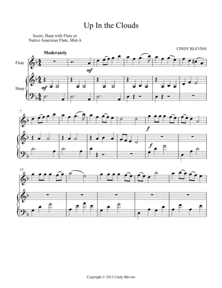 Up In The Clouds Arranged For Harp And Native American Flute Page 2