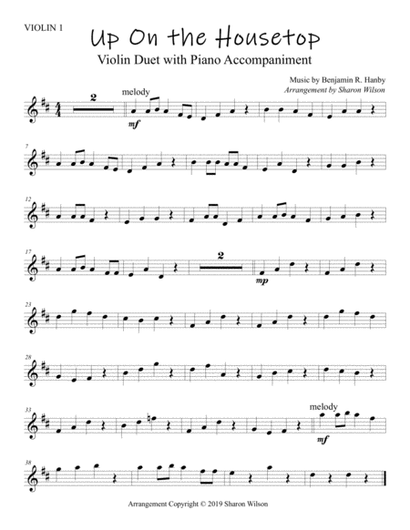 Up On The Housetop Easy Violin Duet With Piano Accompaniment Page 2