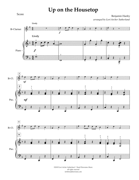 Up On The Housetop For Easy Clarinet Piano Page 2