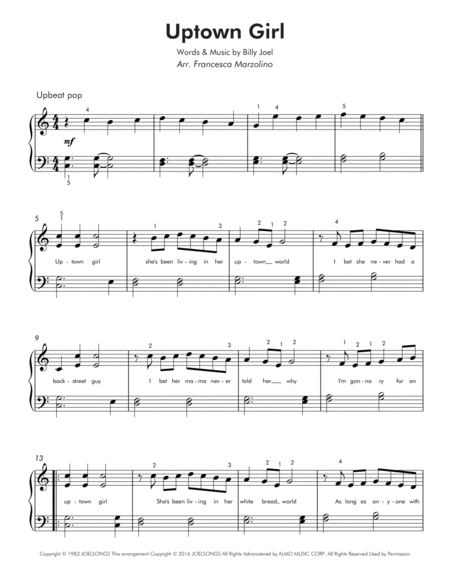Uptown Girl Easy Piano Page 2
