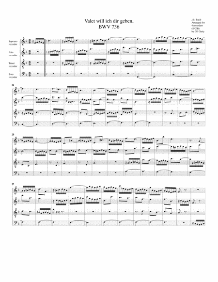 Valet Will Ich Dir Geben Bwv 736 Arrangement For 4 Recorders Page 2