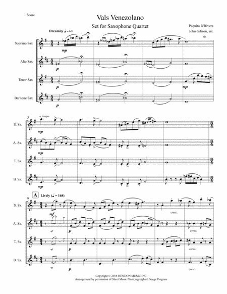 Vals Venezolano Set For Saxophone Quartet Satb Page 2