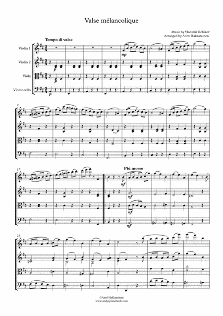 Valse Melancolique String Quartet Page 2