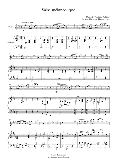 Valse Melancolique Violin Piano Page 2
