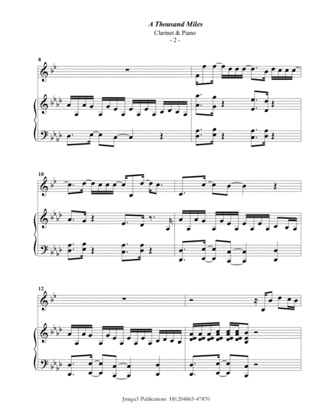 Vanessa Carlton A Thousand Miles For Clarinet Piano Page 2