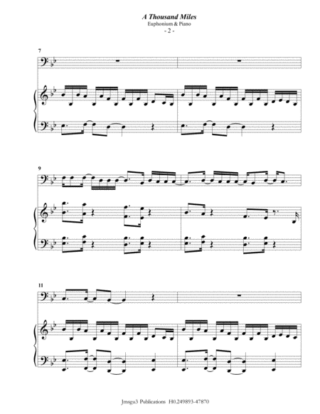 Vanessa Carlton A Thousand Miles For Euphonium Piano Page 2