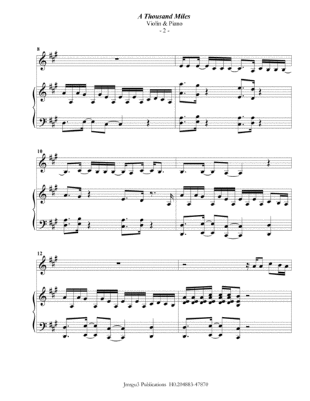 Vanessa Carlton A Thousand Miles For Violin Piano Page 2