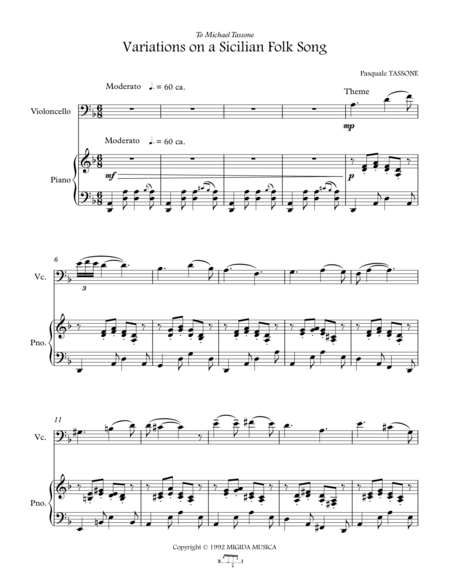 Variations On A Sicilian Folk Song Page 2