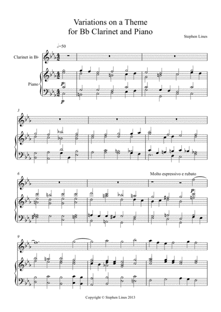 Variations On A Theme For Bb Clarinet And Piano Page 2