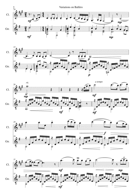 Variations On Bailero For Clarinet And Guitar Page 2