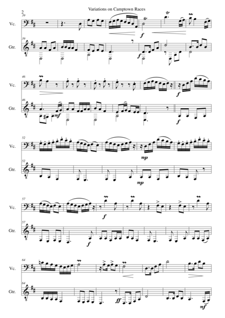 Variations On Camptown Races For Cello And Guitar Page 2