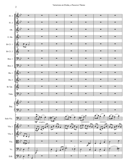 Variations On Eliahu A Passover Theme For Solo Cello And Orchestra Page 2