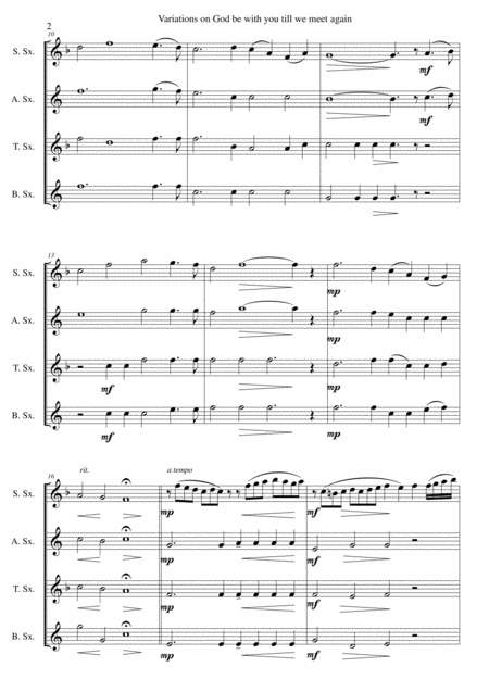 Variations On God Be With You Till We Meet Again For Saxophone Quartet Page 2