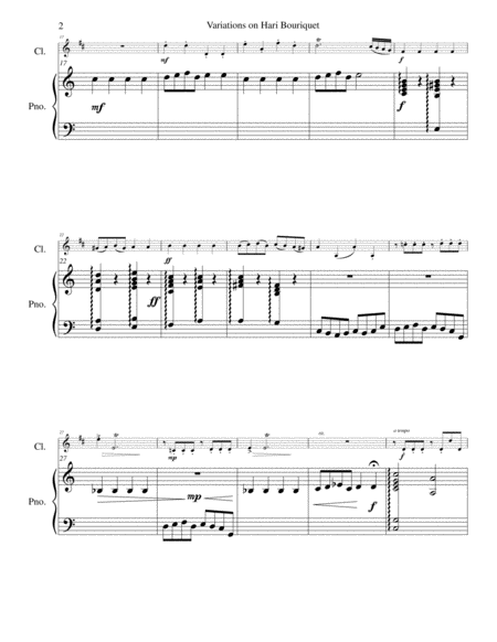 Variations On Hari Bouriquet For Clarinet And Piano Page 2