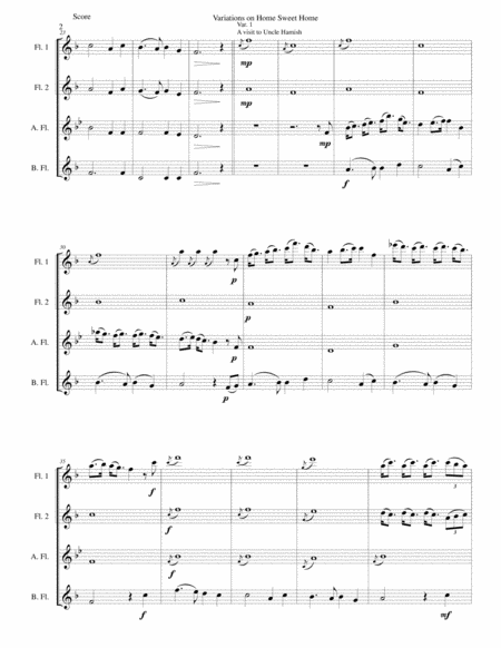 Variations On Home Sweet Home Theres No Place Like Home For Flute Quartet Page 2