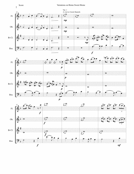 Variations On Home Sweet Home Theres No Place Like Home For Wind Quartet Page 2