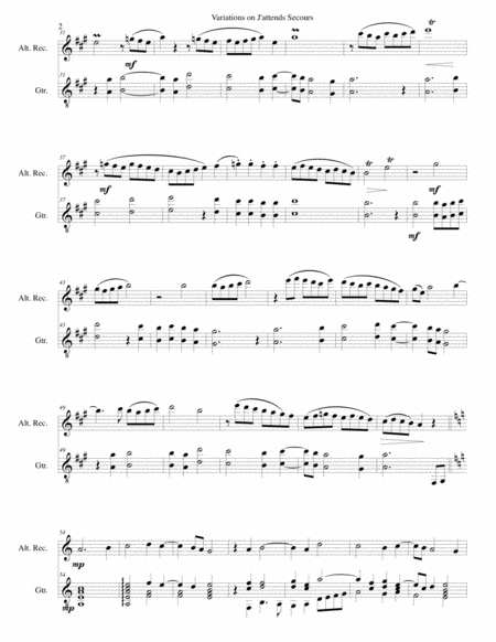 Variations On J Attends Secours For Alto Recorder And Guitar Page 2