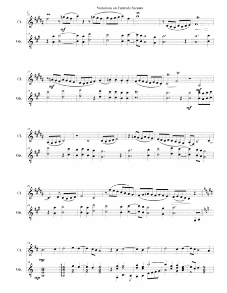 Variations On J Attends Secours For Clarinet And Guitar Page 2