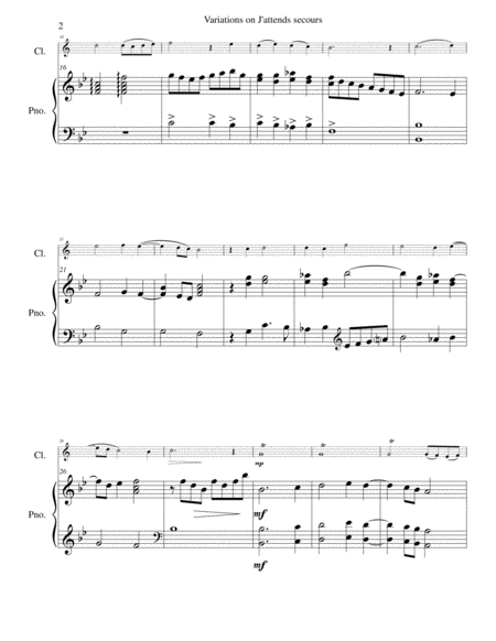 Variations On J Attends Secours For Clarinet And Piano Page 2