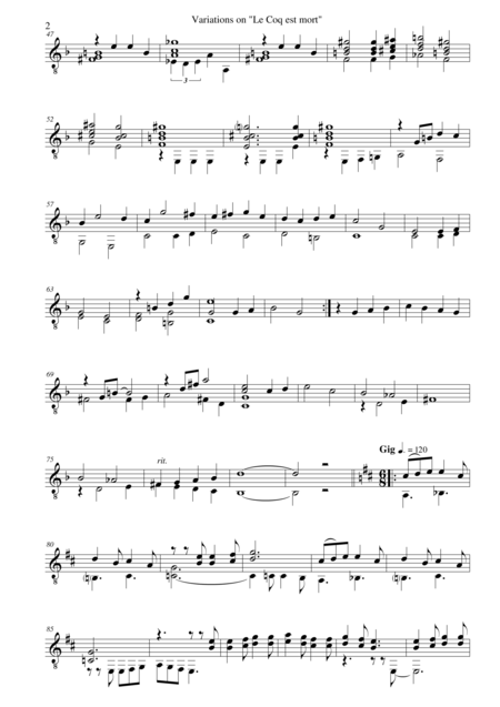 Variations On Le Coq Est Mort For Guitar Solo Page 2