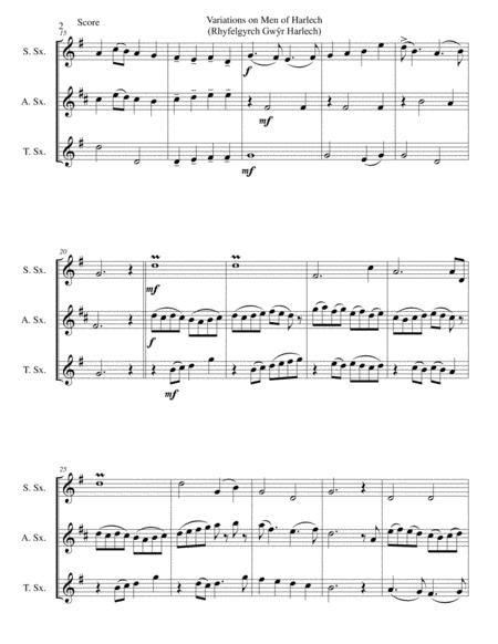 Variations On Men Of Harlech Rhyfelgyrch Gw R Harlech Arrangement For Saxophone Trio Page 2