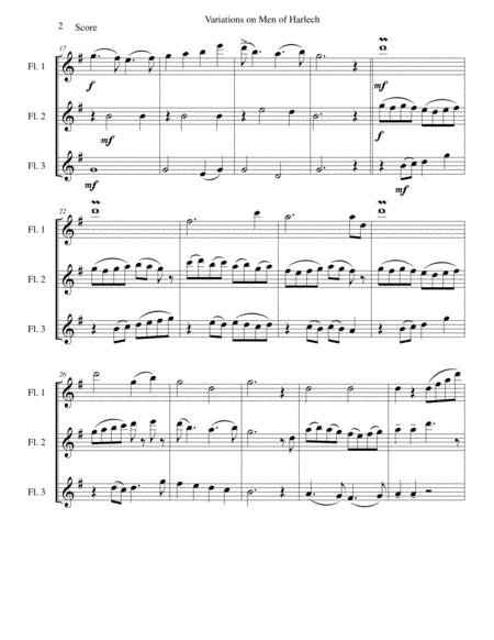 Variations On Men Of Harlech Rhyfelgyrch Gw R Harlech For Flute Trio 3 C Flutes Page 2