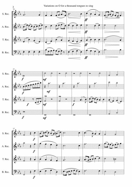 Variations On O For A Thousand Tongues To Sing For Recorder Quartet Page 2