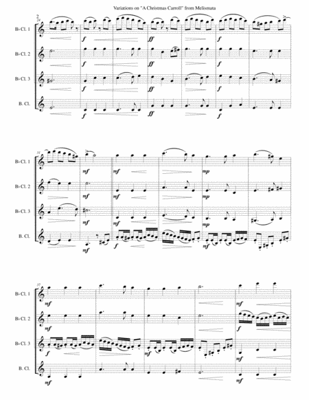 Variations On Remember O Thou Man A Christmas Carroll From Ravenscrofts Melismata For Clarinet Quartet 3 B Flat Clarinets And 1 Bass Clarinet Page 2