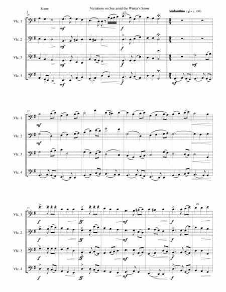 Variations On See Amid The Winter Snow For Cello Quartet Page 2