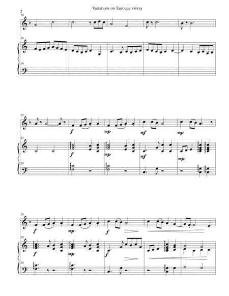 Variations On Tant Que Vivray For Alto Flute And Harp Page 2