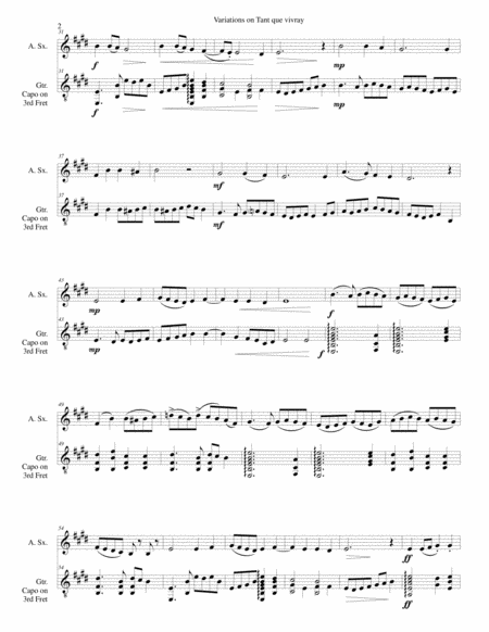 Variations On Tant Que Vivray For Alto Saxophone And Guitar Page 2