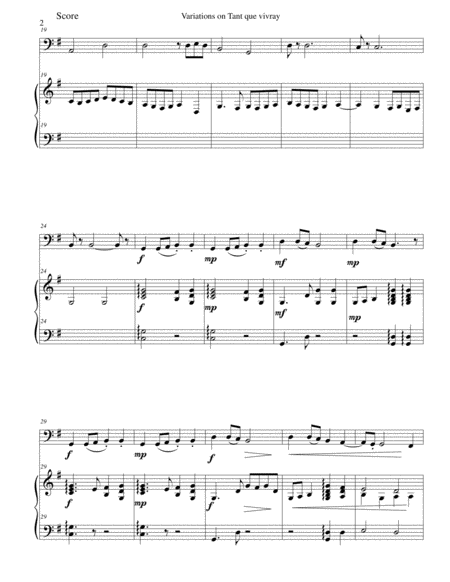 Variations On Tant Que Vivray For Bassoon And Harp Page 2