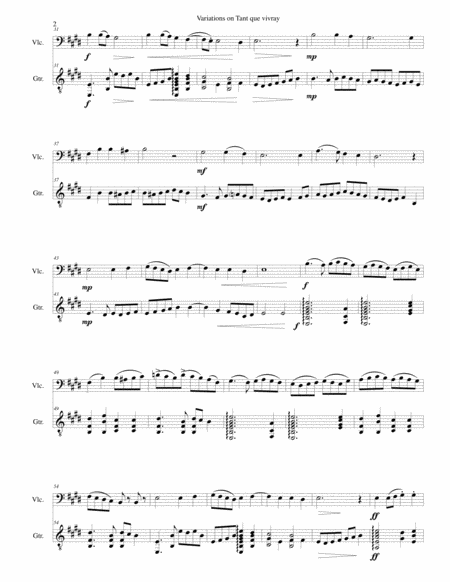 Variations On Tant Que Vivray For Cello And Guitar Page 2