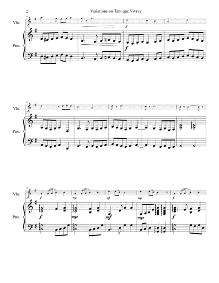 Variations On Tant Que Vivray For Violin And Piano Page 2