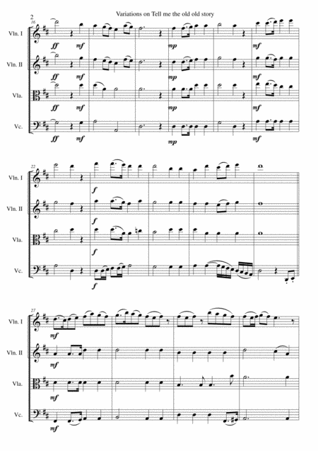 Variations On Tell Me The Old Old Story For String Quartet Page 2