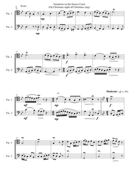 Variations On The Sussex Carol On Christmas Night All Christians Sing For Cello Duo Page 2