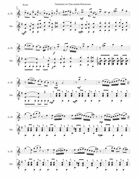 Variations On Tria Paidia Voliotika Three Young Men From Volos For Alto Flute And Guitar Page 2