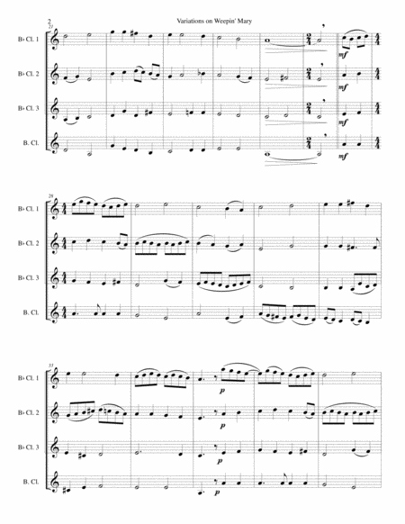 Variations On Weepin Mary For Clarinet Quartet Page 2