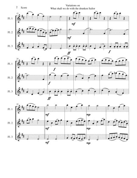 Variations On What Shall We Do With The Drunken Sailor For Flute Trio 3 C Flutes Page 2